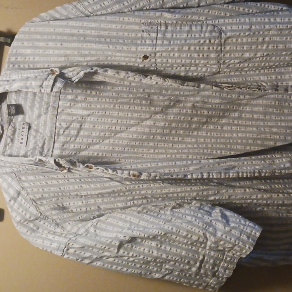 Baxter XL SS BUTTON DOWN Seersucker Shirt-Light Blue Striped